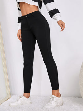 EZwear Pantalones ajustados simples y casuales de color liso para mujer, para primavera y verano