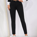 EZwear Pantalones ajustados simples y casuales de color liso para mujer, para primavera y verano