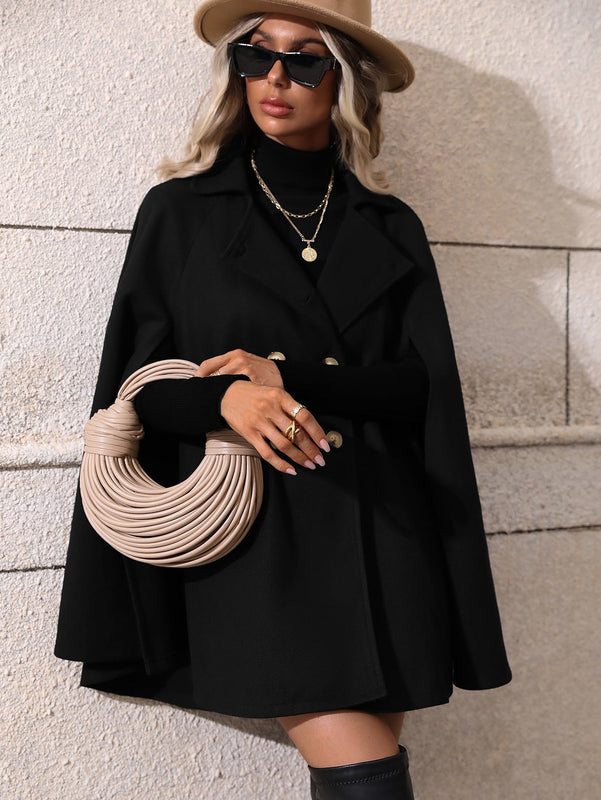 Clasi abrigo suelto con doble botonadura de moda para mujer en otono