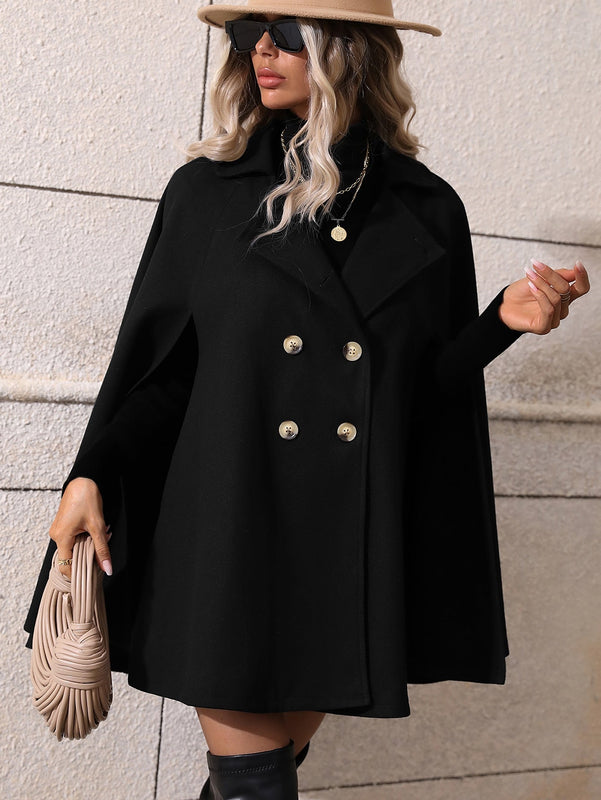 Clasi abrigo suelto con doble botonadura de moda para mujer en otono