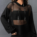Ezwear sudadera con capucha con cordon y detalle de pedreria en los hombros sin top tubular