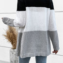 Lune cardigan con parches de colores contrastantes, informal y de moda para uso diario