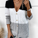 Lune cardigan con parches de colores contrastantes, informal y de moda para uso diario
