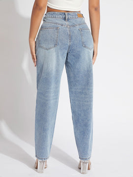 SXY Jeans de ajuste mom cintura escalonada