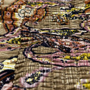 Rusttydustty Vestido con estampado de cintura fruncido de cuello con cordon de manga farol bajo con fruncido