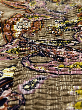 Rusttydustty Vestido con estampado de cintura fruncido de cuello con cordon de manga farol bajo con fruncido