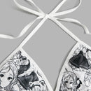 ROMWE Anime Set de lenceria con estampado de figura halter con cordon lateral