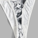 ROMWE Anime Set de lenceria con estampado de figura halter con cordon lateral