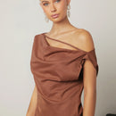 BIZwear Top de cuello asimetrico ropa de trabajo