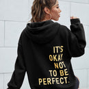 Ezwear sudadera con capucha casual de hombros caidos para mujer con estampado de eslogan, otono/invierno