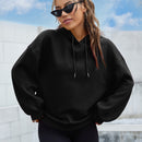 Ezwear sudadera con capucha casual de hombros caidos para mujer con estampado de eslogan, otono/invierno