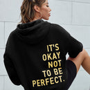 Ezwear sudadera con capucha casual de hombros caidos para mujer con estampado de eslogan, otono/invierno