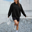 Ezwear sudadera informal con capucha y estampado de lema en azul marino para otono e invierno