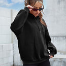 Ezwear sudadera con capucha casual de hombros caidos para mujer con estampado de eslogan, otono/invierno