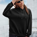 Ezwear sudadera con capucha casual de hombros caidos para mujer con estampado de eslogan, otono/invierno