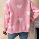 Essnce sueter de cardigan grueso y calido con patron de corazones verdes y blancos para mujer