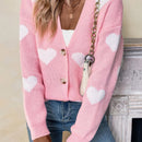 Essnce sueter de cardigan grueso y calido con patron de corazones verdes y blancos para mujer