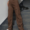Jeans desgarro de talle alto bolsillo con solapa occidental