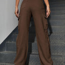 Jeans desgarro de talle alto bolsillo con solapa occidental
