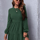 Vestido De Mujer Con Manga Farol De Color Liso Y Dobladillo Con Volantes