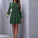 Vestido De Mujer Con Manga Farol De Color Liso Y Dobladillo Con Volantes