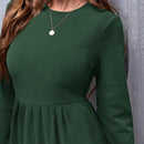 Vestido De Mujer Con Manga Farol De Color Liso Y Dobladillo Con Volantes