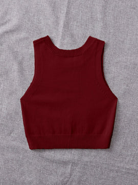 EZwear Chaleco de punto unicolor tejido de canale