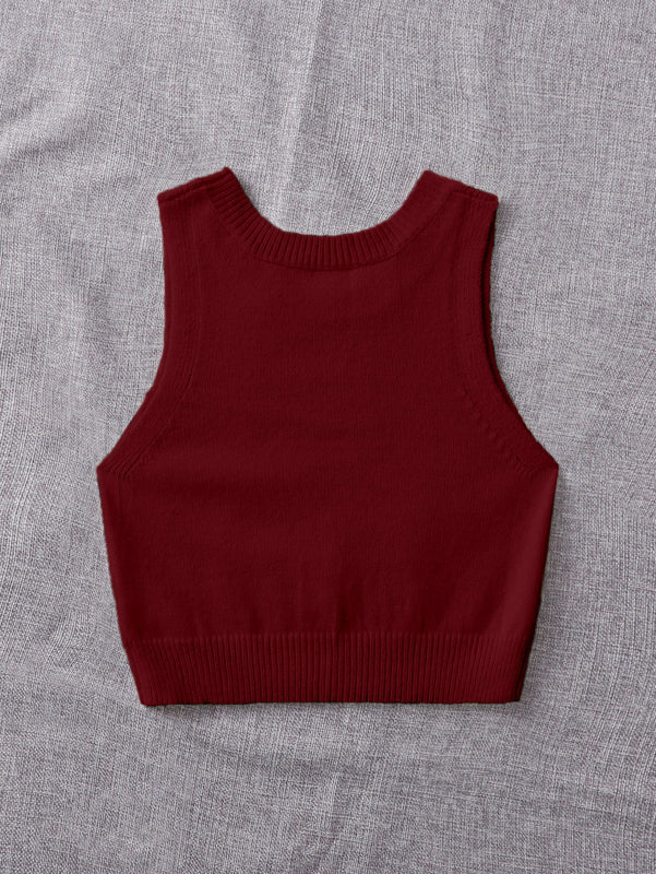 EZwear Chaleco de punto unicolor tejido de canale