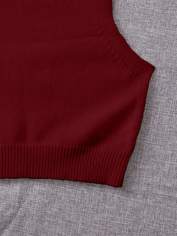 EZwear Chaleco de punto unicolor tejido de canale