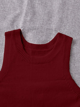 EZwear Chaleco de punto unicolor tejido de canale