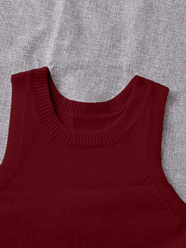 EZwear Chaleco de punto unicolor tejido de canale