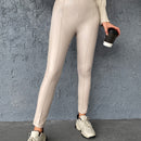 Pantalones ajustados de talle alto pu