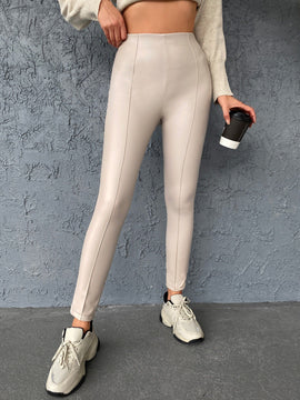 Pantalones ajustados de talle alto pu