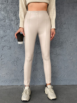 Pantalones ajustados de talle alto pu