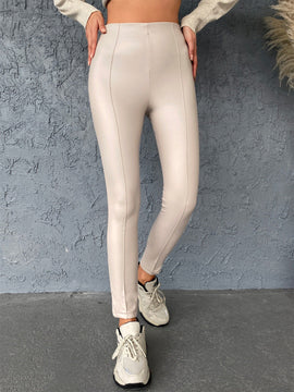 Pantalones ajustados de talle alto pu
