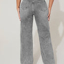 Jeans de pierna recta con abertura desgarro crudo