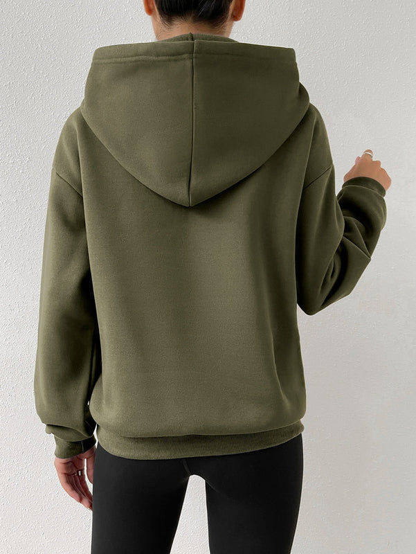 Moosta sudadera con capucha de manga larga para mujer con bordado de letras y bolsillo, para uso casual diario