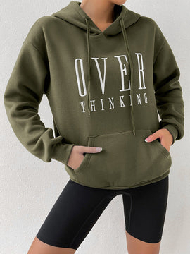 Moosta sudadera con capucha y cordon mujer, estampado "overrensando", otono