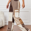 Jeans con estampado de retazo ribete crudo