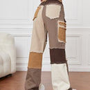Jeans con estampado de retazo ribete crudo