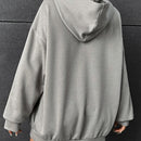 Ezwear sudadera con capucha con grafico de retrato con eslogan de manga larga y caida de hombros roja para mujer de otono/invierno