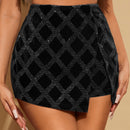 SXY Skort con diamante de imitacion cruzado de terciopelo