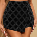 SXY Skort con diamante de imitacion cruzado de terciopelo