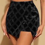 SXY Skort con diamante de imitacion cruzado de terciopelo
