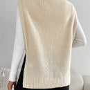 EZwear Mujer Primavera Moda Albaricoque 1 Pieza Tejido De Ochos Dobladillo Dividido Chaleco Tipo Sueter