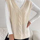 EZwear Mujer Primavera Moda Albaricoque 1 Pieza Tejido De Ochos Dobladillo Dividido Chaleco Tipo Sueter