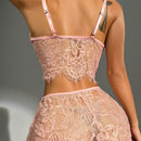 Set de lenceria con boton delantero con encaje floral