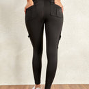 Leggings deportivos de cintura alta, color rosa, con multiples bolsillos con solapa, cinturilla ancha, para correr, yoga, fitness, pantalones ajustados, pantalones de entrenamiento informales