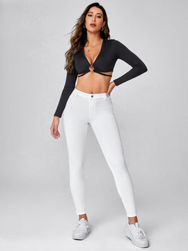 Essnce Pantalones ajustados casuales y simples de una sola pieza para mujeres de primavera y verano