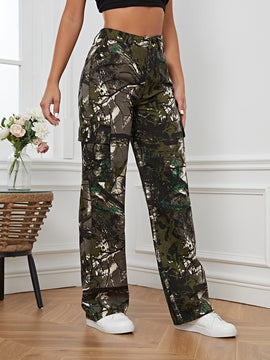 Tall Jeans con estampado de hojas de pierna ancha
